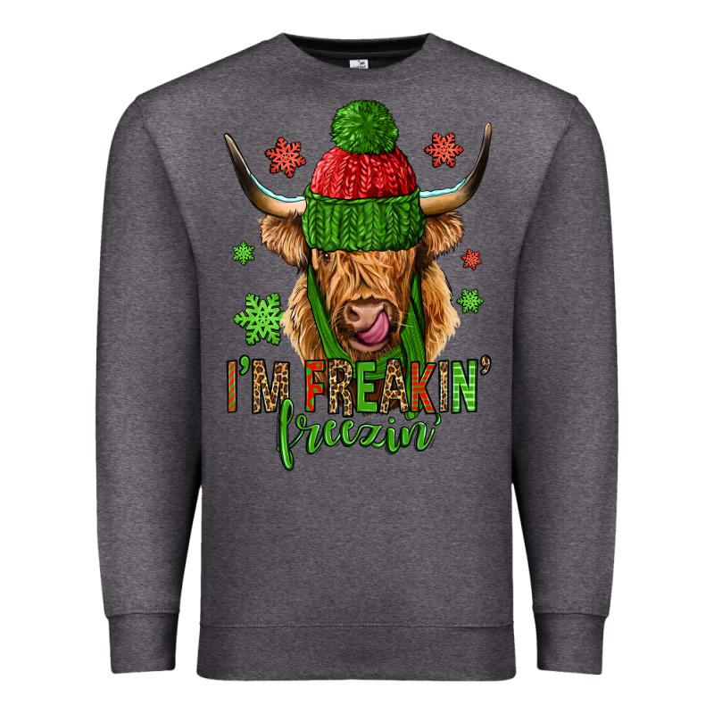 I'm Freakin Freezin Christmas Long Haired Cow Premium Sweatshirt by Jasminsmagicworld | Teevron