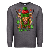 Charcoal Heather i'm freakin freezin christmas long haired cow Premium Sweatshirt - Jasminsmagicworld