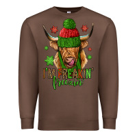 Chestnut i'm freakin freezin christmas long haired cow Premium Sweatshirt - Jasminsmagicworld