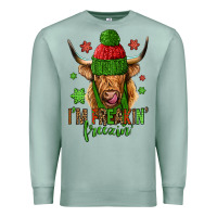 Seafoam i'm freakin freezin christmas long haired cow Premium Sweatshirt - Jasminsmagicworld