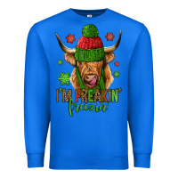 True Royal i'm freakin freezin christmas long haired cow Premium Sweatshirt - Jasminsmagicworld