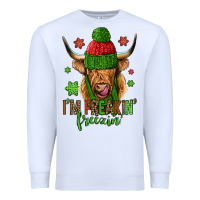 White i'm freakin freezin christmas long haired cow Premium Sweatshirt - Jasminsmagicworld