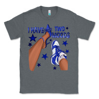 Charcoal Heather I Have Two Moods Royal Blue Sneakers Afro Girl Classic Tee - texasbilliewilder