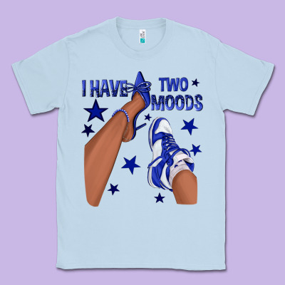I Have Two Moods Royal Blue Sneakers Afro Girl Classic Tee Designed By Texasbilliewilder