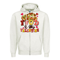 Oatmeal Heather food is my valentine Zipper Hoodie - FaDigitalArtStudio