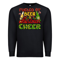Black fueled by beer and christmas cheer with beer bottles Premium Sweatshirt - AdoDesignShop