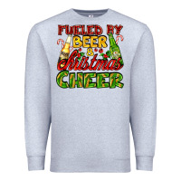 Heather Grey fueled by beer and christmas cheer with beer bottles Premium Sweatshirt - AdoDesignShop