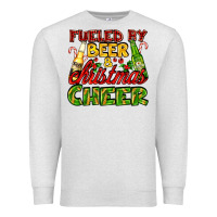 Oatmeal Heather fueled by beer and christmas cheer with beer bottles Premium Sweatshirt - AdoDesignShop