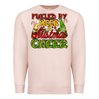 Pale Pink fueled by beer and christmas cheer with beer bottles Premium Sweatshirt - AdoDesignShop