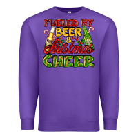 Purple fueled by beer and christmas cheer with beer bottles Premium Sweatshirt - AdoDesignShop