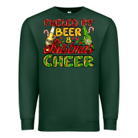 Sports Green fueled by beer and christmas cheer with beer bottles Premium Sweatshirt - AdoDesignShop