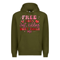Army Green free hugs just kidding don't touch me Premium Hoodie - MaliasSmallBusiness