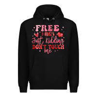 Black free hugs just kidding don't touch me Premium Hoodie - MaliasSmallBusiness