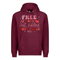 Burgundy free hugs just kidding don't touch me Premium Hoodie - MaliasSmallBusiness