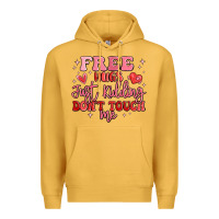 Mustard free hugs just kidding don't touch me Premium Hoodie - MaliasSmallBusiness