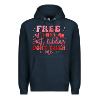 Navy free hugs just kidding don't touch me Premium Hoodie - MaliasSmallBusiness