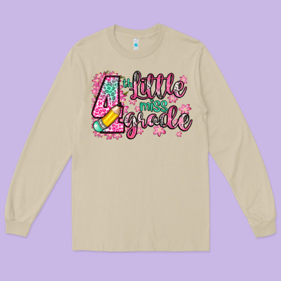 Little Miss 4th Grade Long Sleeve Tee Designed By Zillion Design Studio