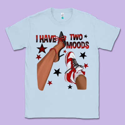 I Have Two Moods Black And Red Sneakers Afro Girl Classic Tee Designed By Texasbilliewilder