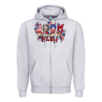 Heather Grey Boom boom baby 4th of july Zipper Hoodie - CowGirlArtShop