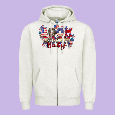 Boom Boom Baby 4th Of July Zipper Hoodie Designed By Cowgirlartshop