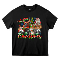 Black Merry Christmas  tractor Heavy Core Tee - CowhideDigitalArt