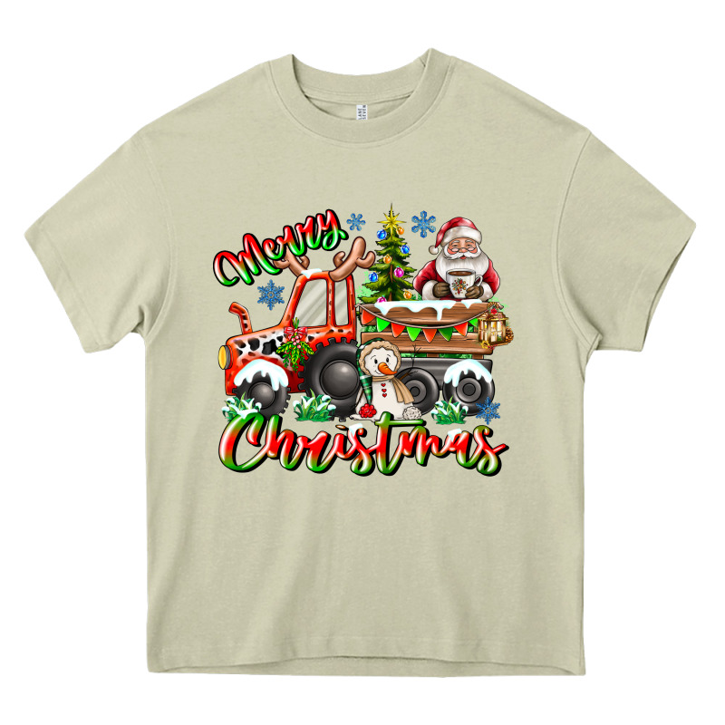 Merry Christmas  Tractor Heavy Core Tee by CowhideDigitalArt | Teevron