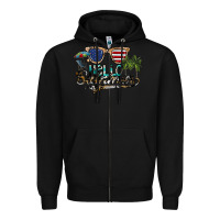 Black hello summer Zipper Hoodie - SublimationCraftShop