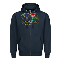 Navy hello summer Zipper Hoodie - SublimationCraftShop