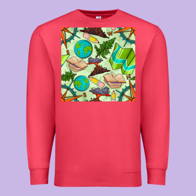 Geography Class Seamless Pattern Premium Sweatshirt Designed By Bundleandbundleshop