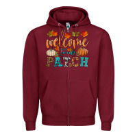 Burgundy welcome to our patch Zipper Hoodie - HRA Design Shop