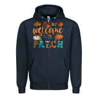 Navy welcome to our patch Zipper Hoodie - HRA Design Shop