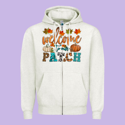 Welcome To Our Patch Zipper Hoodie Designed By Hra Design Shop