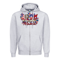 Heather Grey Boom boom Mama 4th of july Zipper Hoodie - CowGirlArtShop