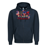 Navy Boom boom Mama 4th of july Zipper Hoodie - CowGirlArtShop