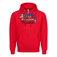 Red Boom boom Mama 4th of july Zipper Hoodie - CowGirlArtShop