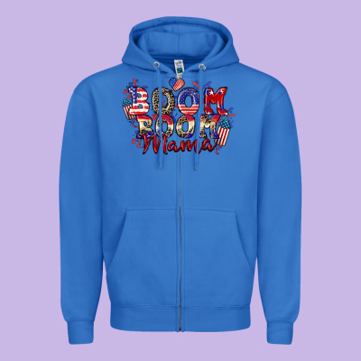 Boom Boom Mama 4th Of July Zipper Hoodie Designed By Cowgirlartshop