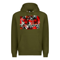 Army Green western red cowhide winter background Premium Hoodie - AdoDesignShop
