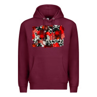 Burgundy western red cowhide winter background Premium Hoodie - AdoDesignShop