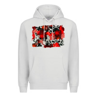 Dove Grey western red cowhide winter background Premium Hoodie - AdoDesignShop