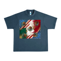 Midnight Navy American with mexican flag Urban Heavy Tee - RanaPortraitStore