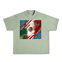 Oil Green American with mexican flag Urban Heavy Tee - RanaPortraitStore