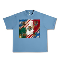Pebble Blue American with mexican flag Urban Heavy Tee - RanaPortraitStore
