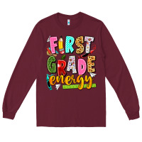 Burgundy first grade energy Long Sleeve Tee - texasbilliewilder