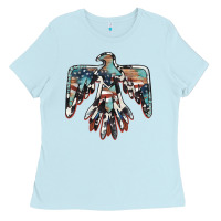 Baby Blue American flag thunderbird Ladies Tee - BarkalooDesign