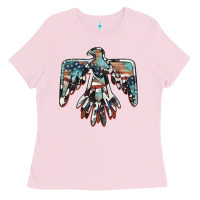 Bubblegum Pink American flag thunderbird Ladies Tee - BarkalooDesign