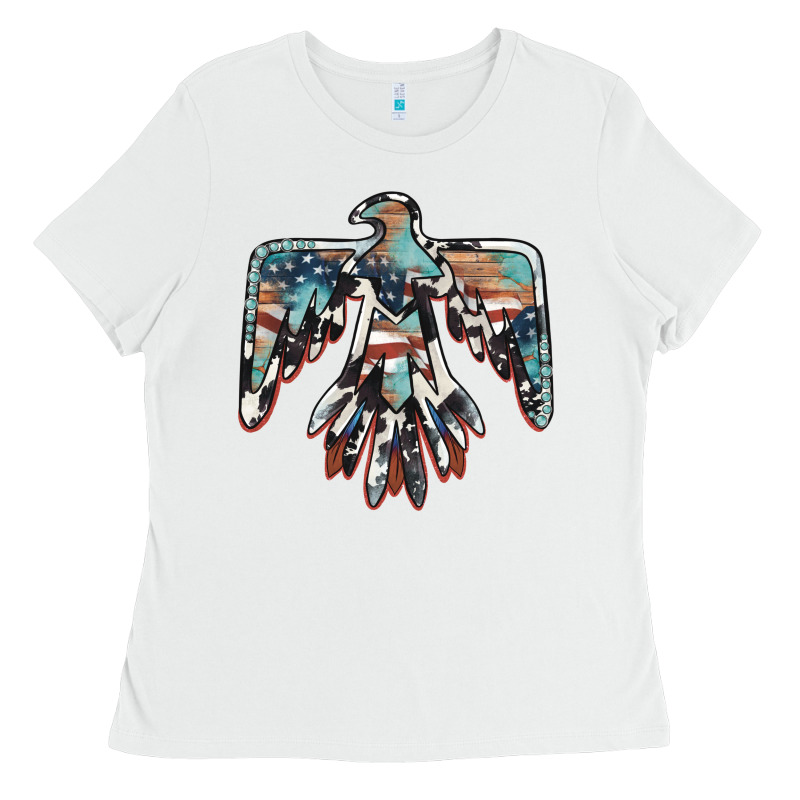American Flag Thunderbird Ladies Tee by BarkalooDesign | Teevron