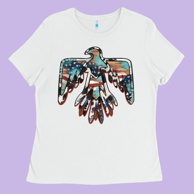 American Flag Thunderbird Ladies Tee Designed By Barkaloodesign