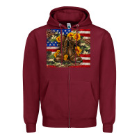 Burgundy Army USA lag leopard camouflage sunflower 20oz Zipper Hoodie - Neo Western