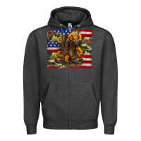 Charcoal Heather Army USA lag leopard camouflage sunflower 20oz Zipper Hoodie - Neo Western