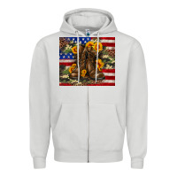 Dove Grey Army USA lag leopard camouflage sunflower 20oz Zipper Hoodie - Neo Western